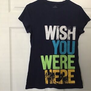 VICTORIA’S SECRET  T-SHIRT “WISH YOU WERE HERE” SHORT SLEEVE TEE SZ MEDIUM